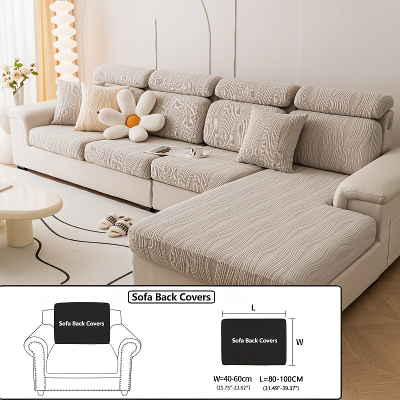 Housse de canapé en polyester à rayures à housses séparées, gros plan sur le tissu