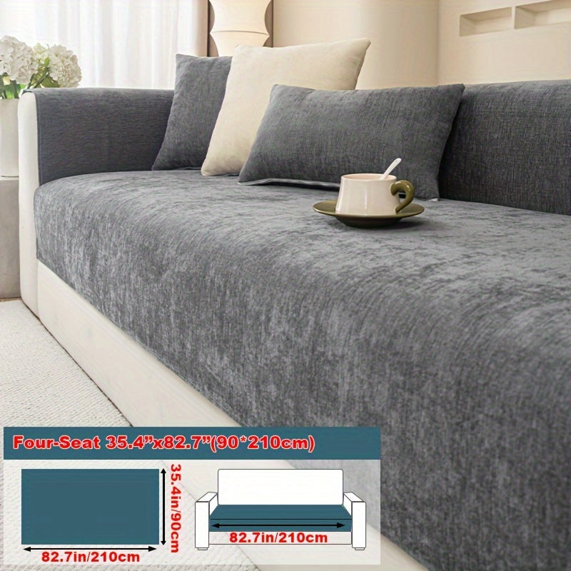 Housse de coussin épaisse en chenille antidérapante, autre coloris