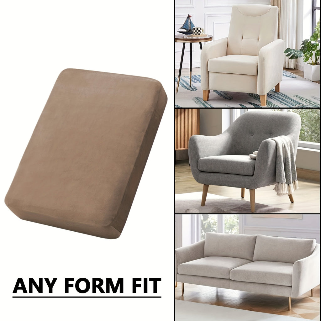 Housse de canapé épaisse extensible en velours à housses séparées, gros plan sur le tissu