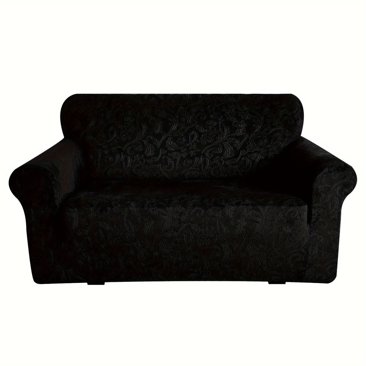 Housse de canapé extensible en velours à motif fleuri anti-griffes, gros plan sur le tissu