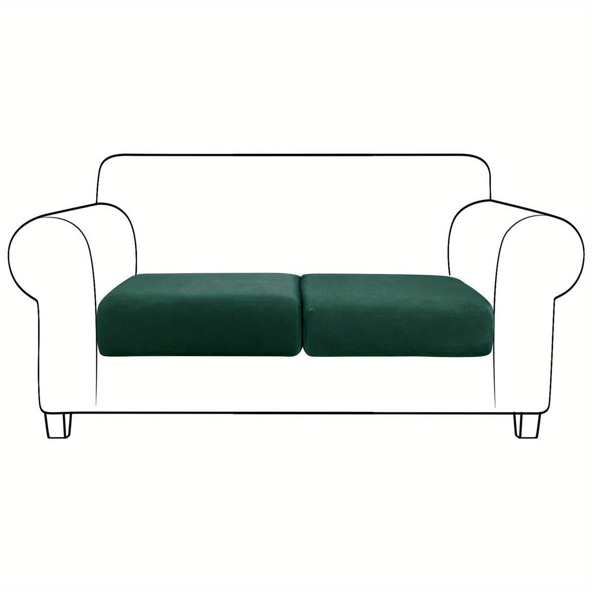 Housse de canapé extensible en velours antidérapante, détail de la finition