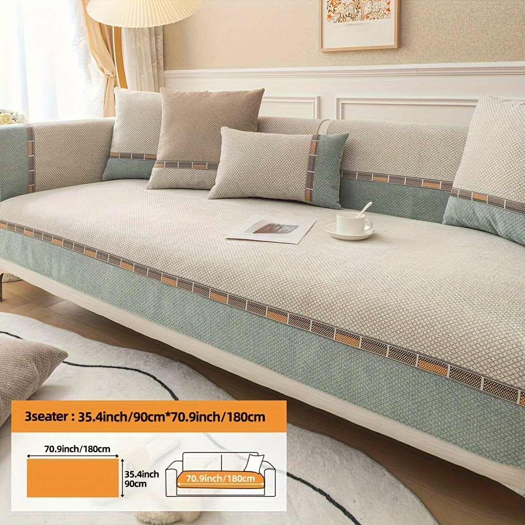 Housse de coussin épaisse en chenille matelassée antidérapante à housses, tissu de 250 à 300 g/m²