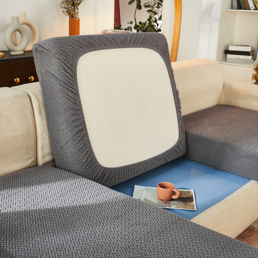 Housse de coussin extensible en polaire jacquard, housse posée