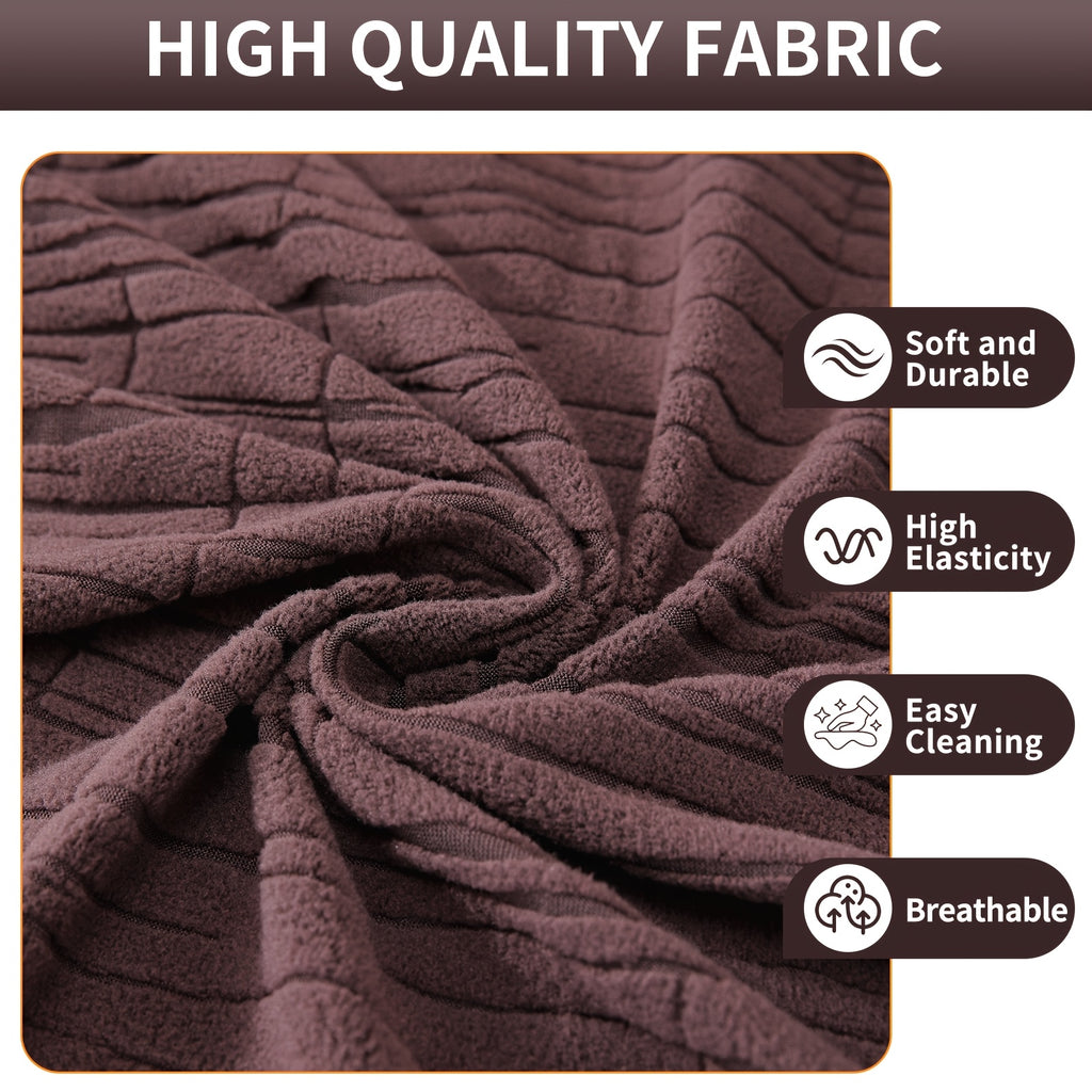 Housse de canapé extensible en polaire jacquard à motif géométrique, housse posée