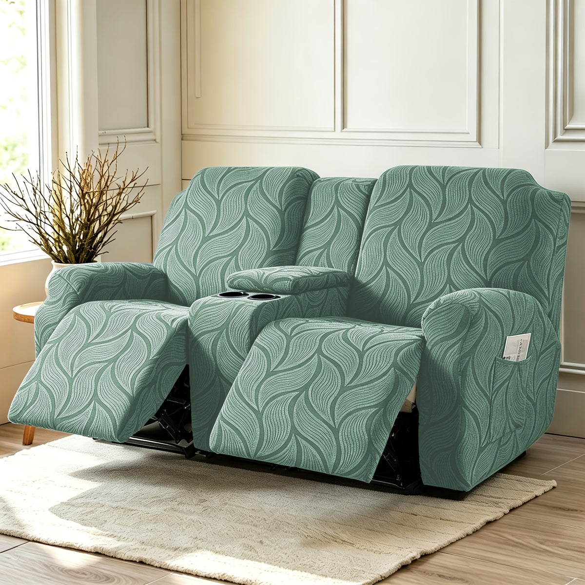 Housse de canapé extensible en polaire jacquard à motif feuillage, autre coloris