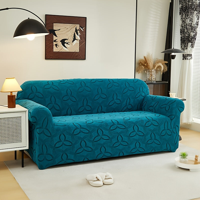Housse de canapé en jacquard à motif feuillage, compatible fauteuil, canapé deux places, canapé trois places