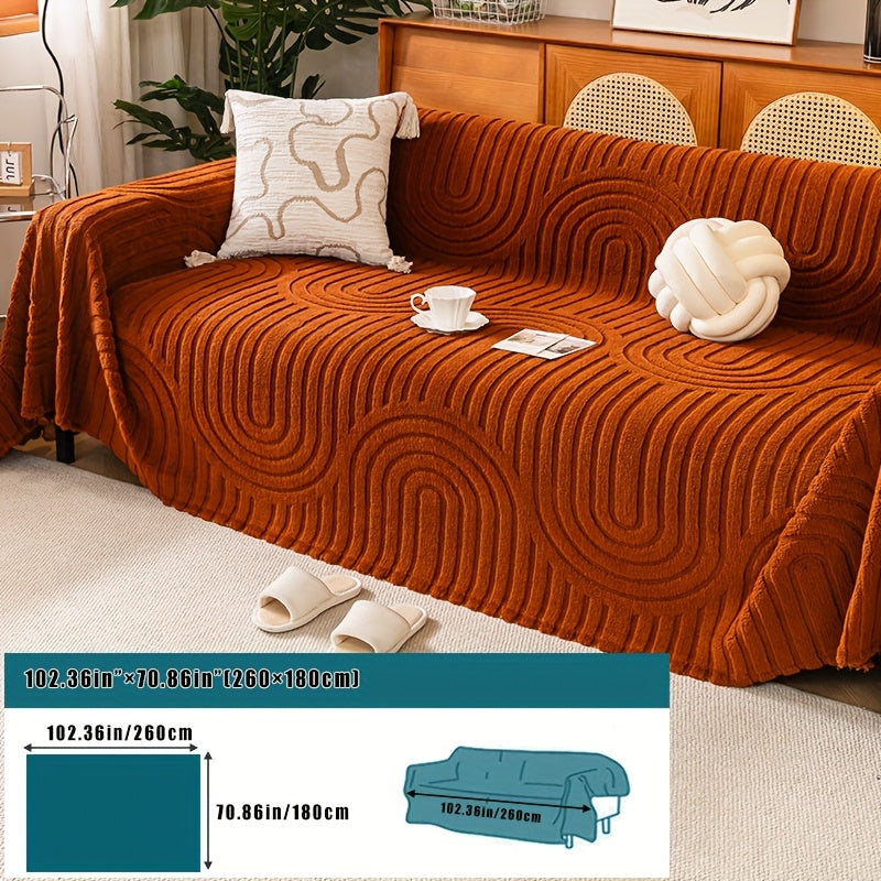 Housse de canapé épaisse en velours jacquard d'esprit vintage, vue de dos