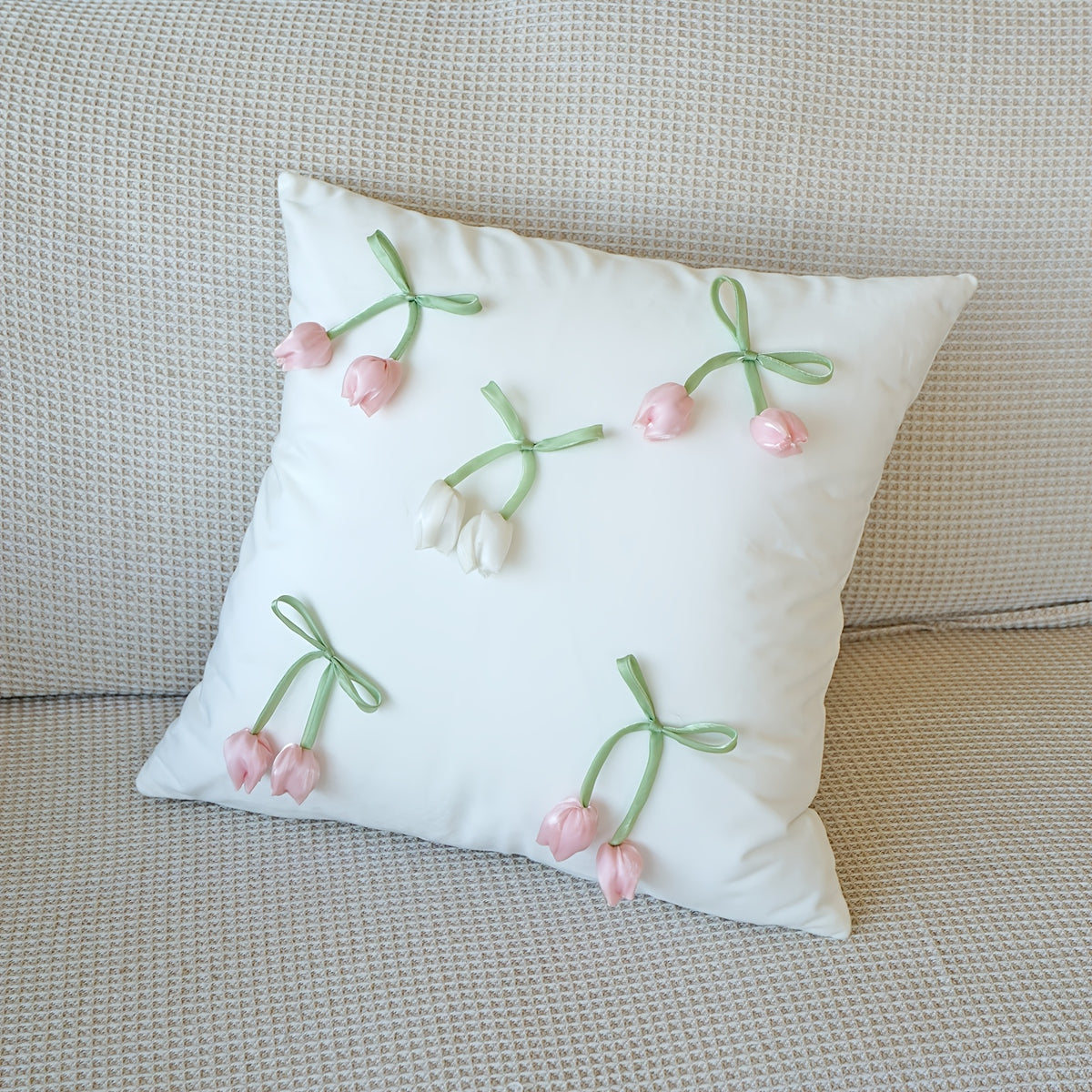 Housse de coussin en polyester à fermeture éclair, mise en situation
