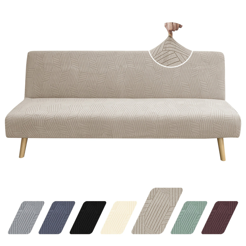 Housse de canapé extensible en jacquard sans accoudoirs, vue d'ensemble