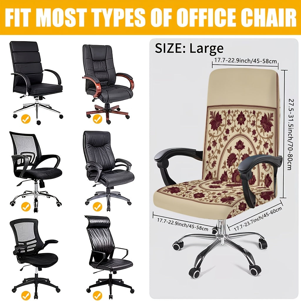 Housse de chaise en polyester à motif fleuri à fermeture éclair, tissu de 100 à 120 g/m²