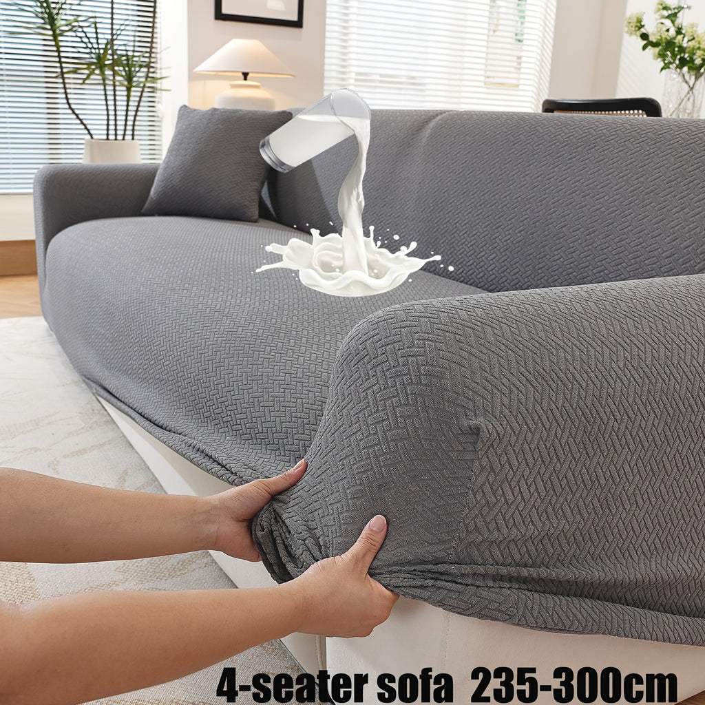 Housse de canapé extensible en polaire jacquard, vue d'ensemble