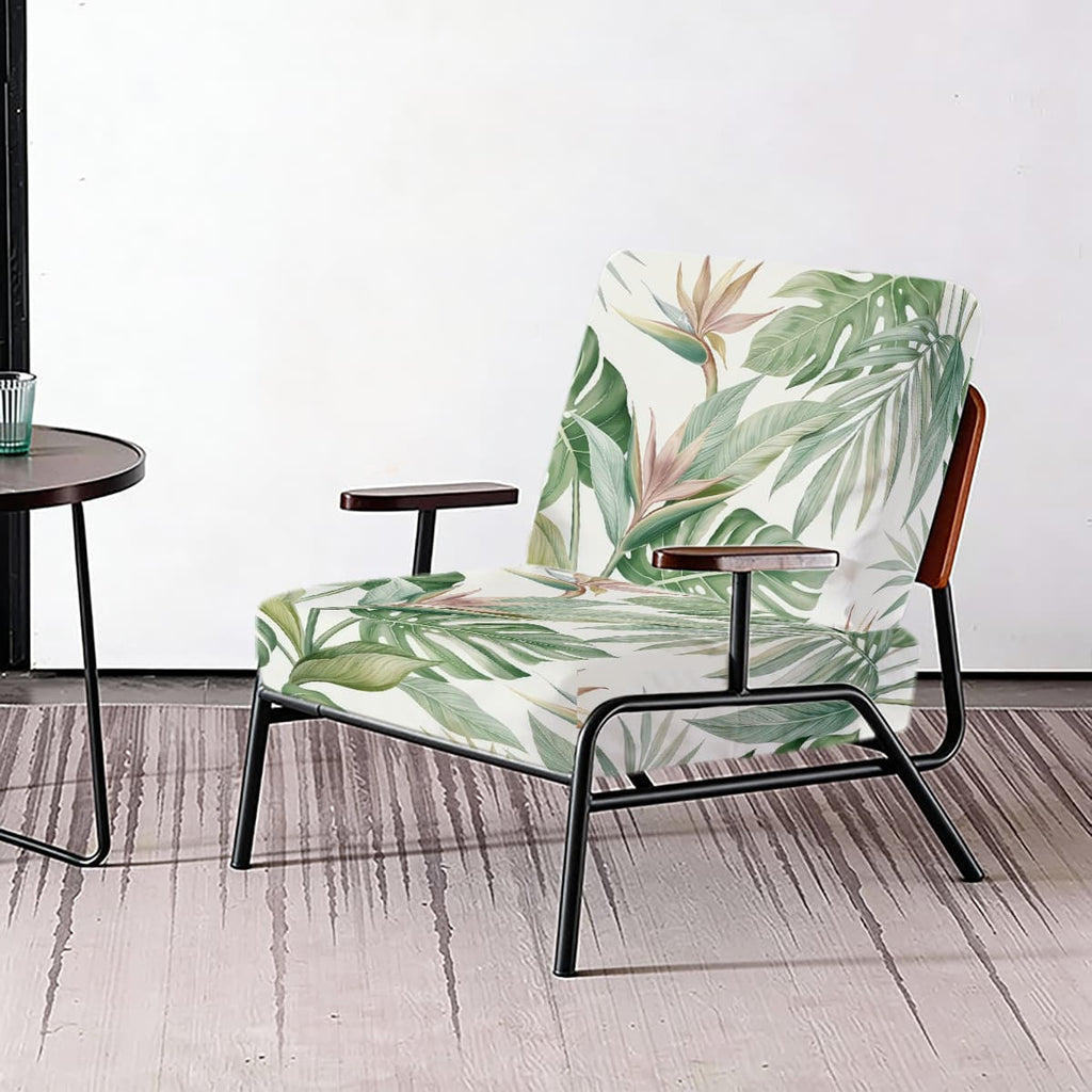 Housse de canapé en fibre de lait à motif tropical, détail de la finition