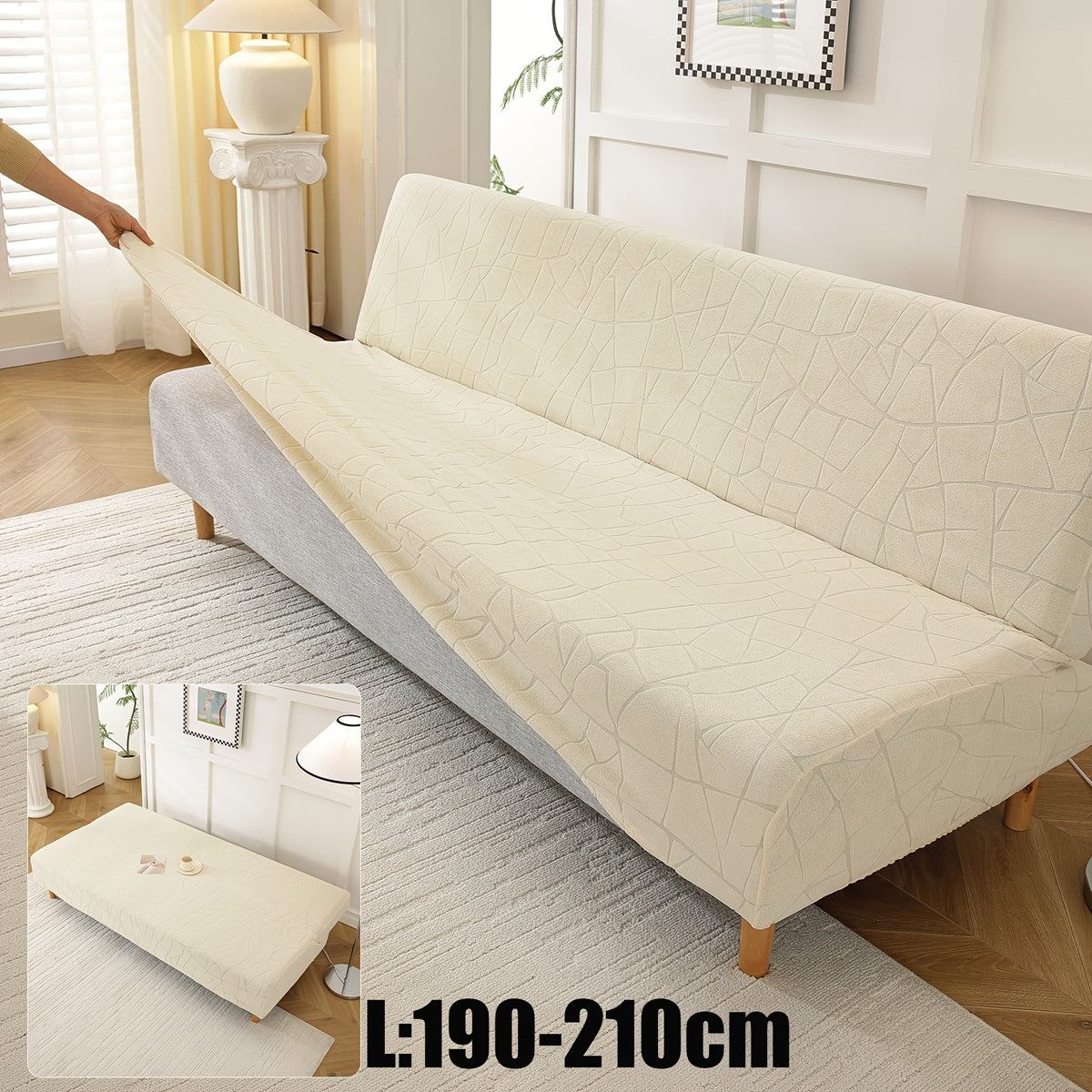 Housse de canapé extensible en polaire jacquard sans accoudoirs, housse posée