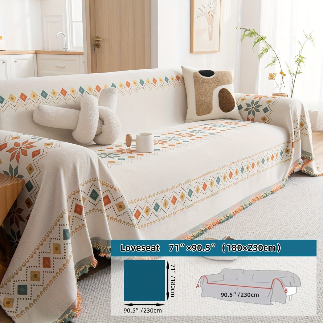 Housse de canapé en chenille, 5 coloris, détail de la finition
