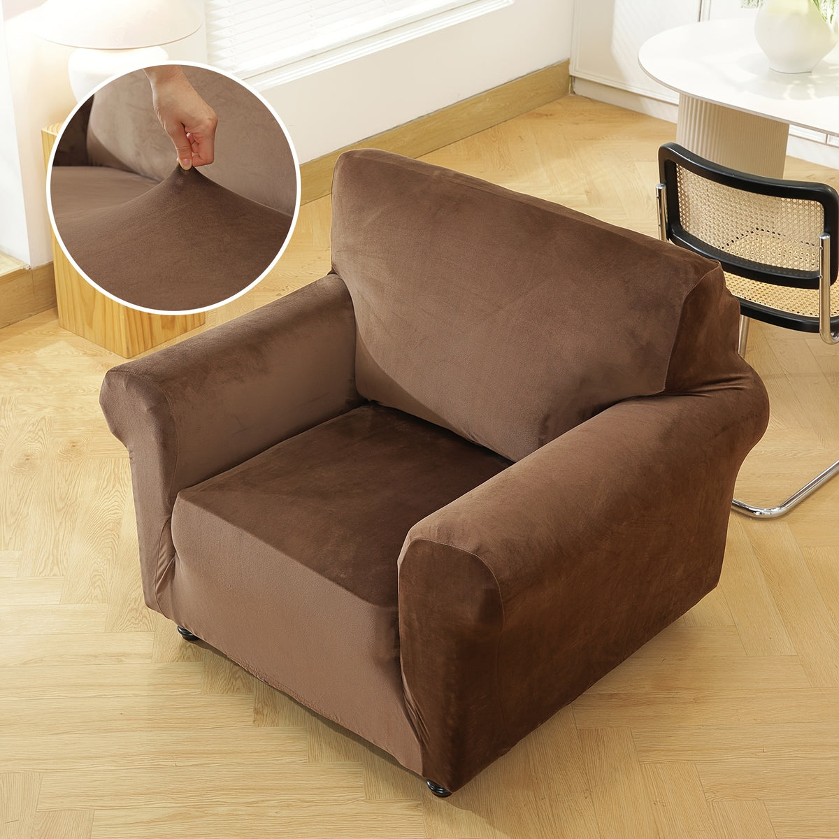 Housse de canapé extensible en velours, mise en situation