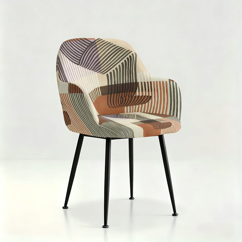 Housse de fauteuil extensible en fibre de lait imprimée à motif géométrique, tissu de 180 à 200 g/m² Image