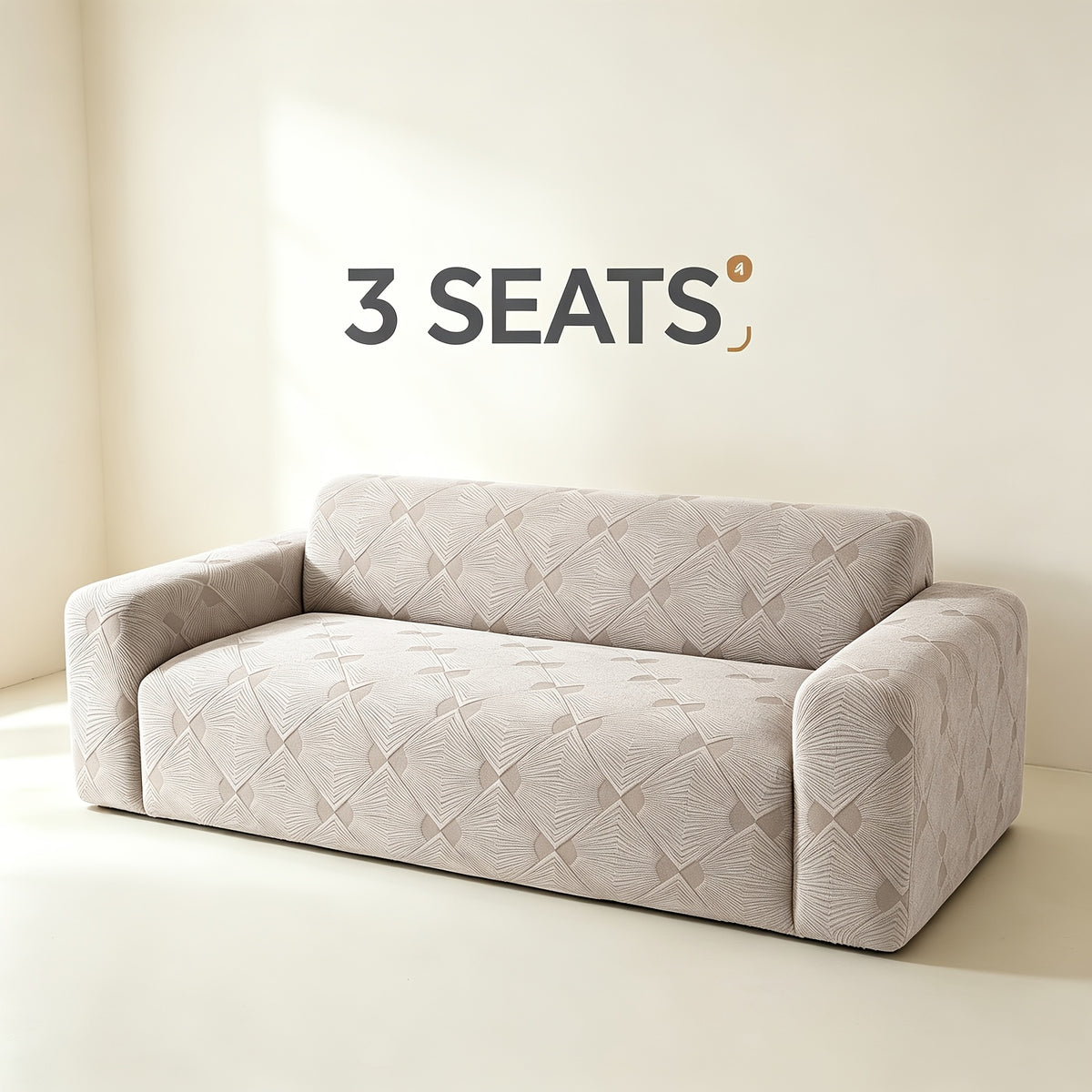 Housse de canapé extensible en polaire jacquard à rayures, mise en situation