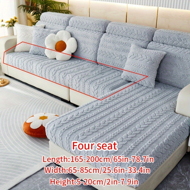 Housse de canapé extensible en velours jacquard antidérapante à housses, détail de la finition