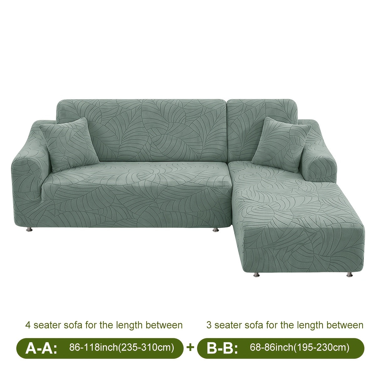 Housse de canapé extensible en polaire jacquard à motif feuillage, détail de la finition