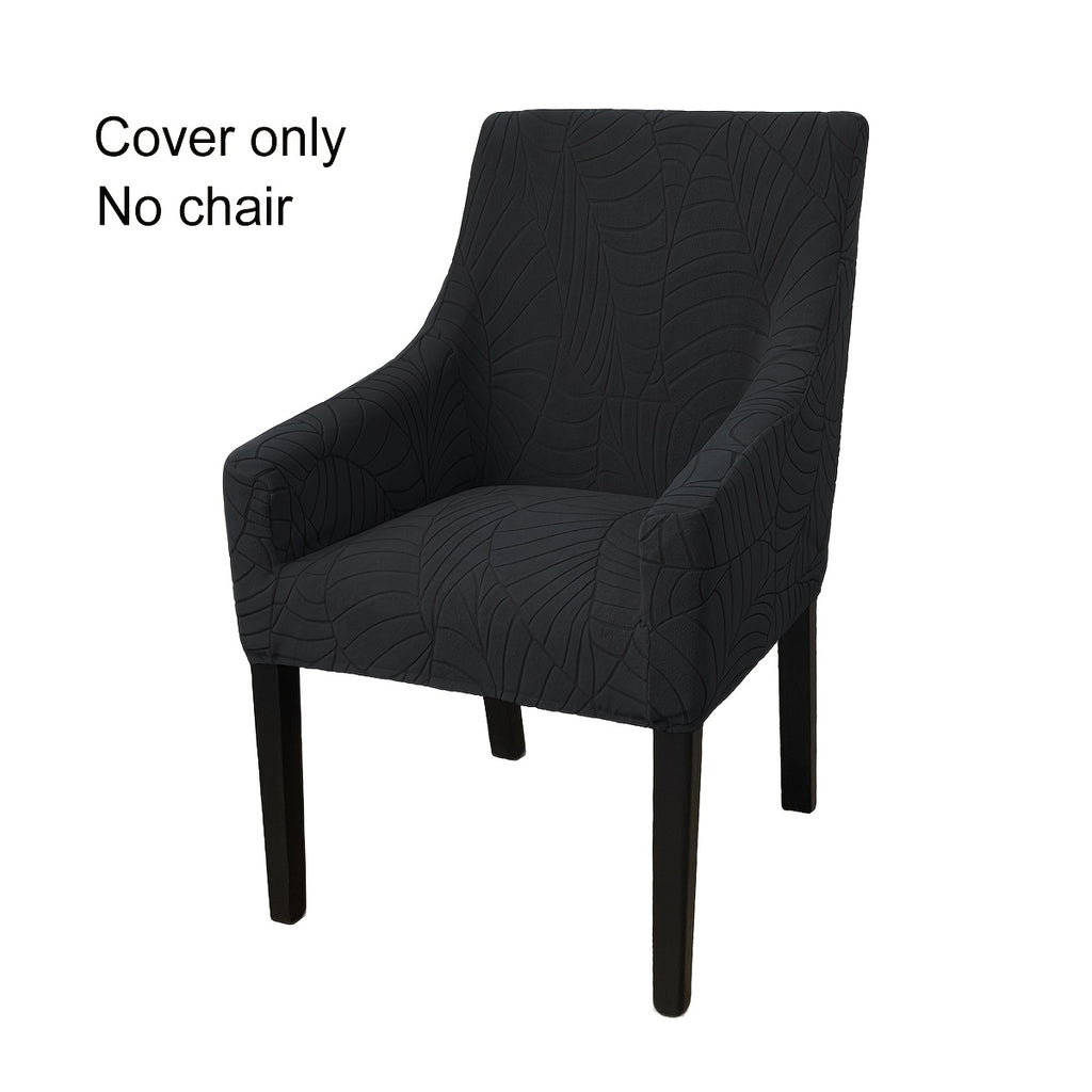 Housse de chaise extensible en velours côtelé jacquard à motif feuillage, vue d'ensemble