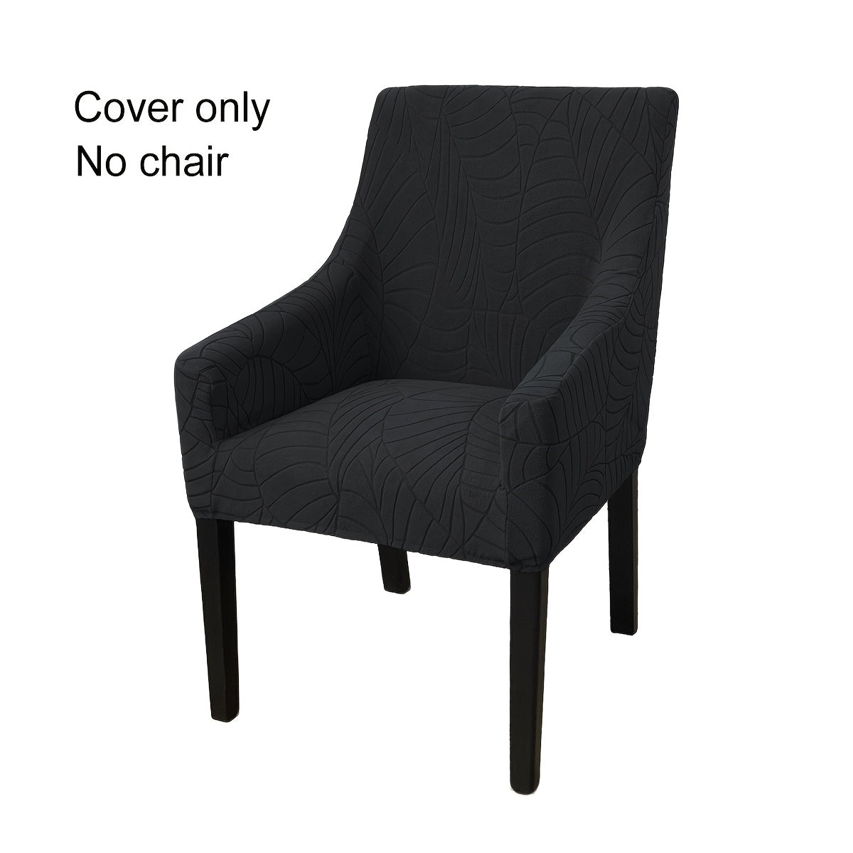 Housse de chaise extensible en velours côtelé jacquard à motif feuillage, vue d'ensemble