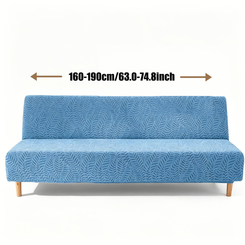 Housse de canapé extensible en polaire jacquard à rayures sans accoudoirs, mise en situation