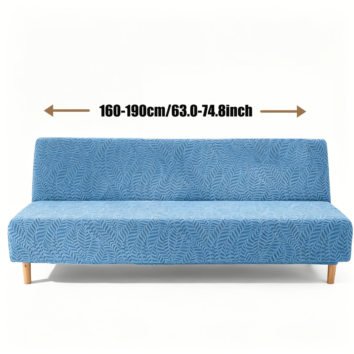 Housse de canapé extensible en polaire jacquard à rayures sans accoudoirs, mise en situation