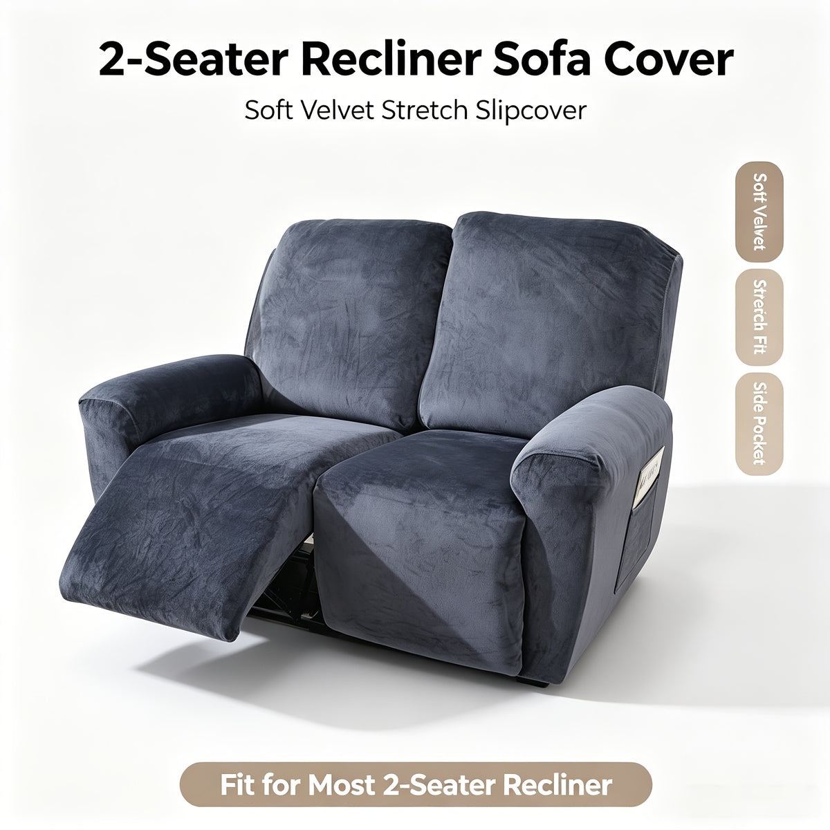 Housse de fauteuil extensible en velours antidérapante, mise en situation