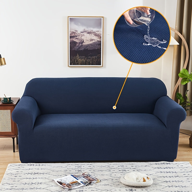 Housse de canapé extensible en polaire jacquard à maille gaufrée anti-griffes, tissu de 200 à 250 g/m²