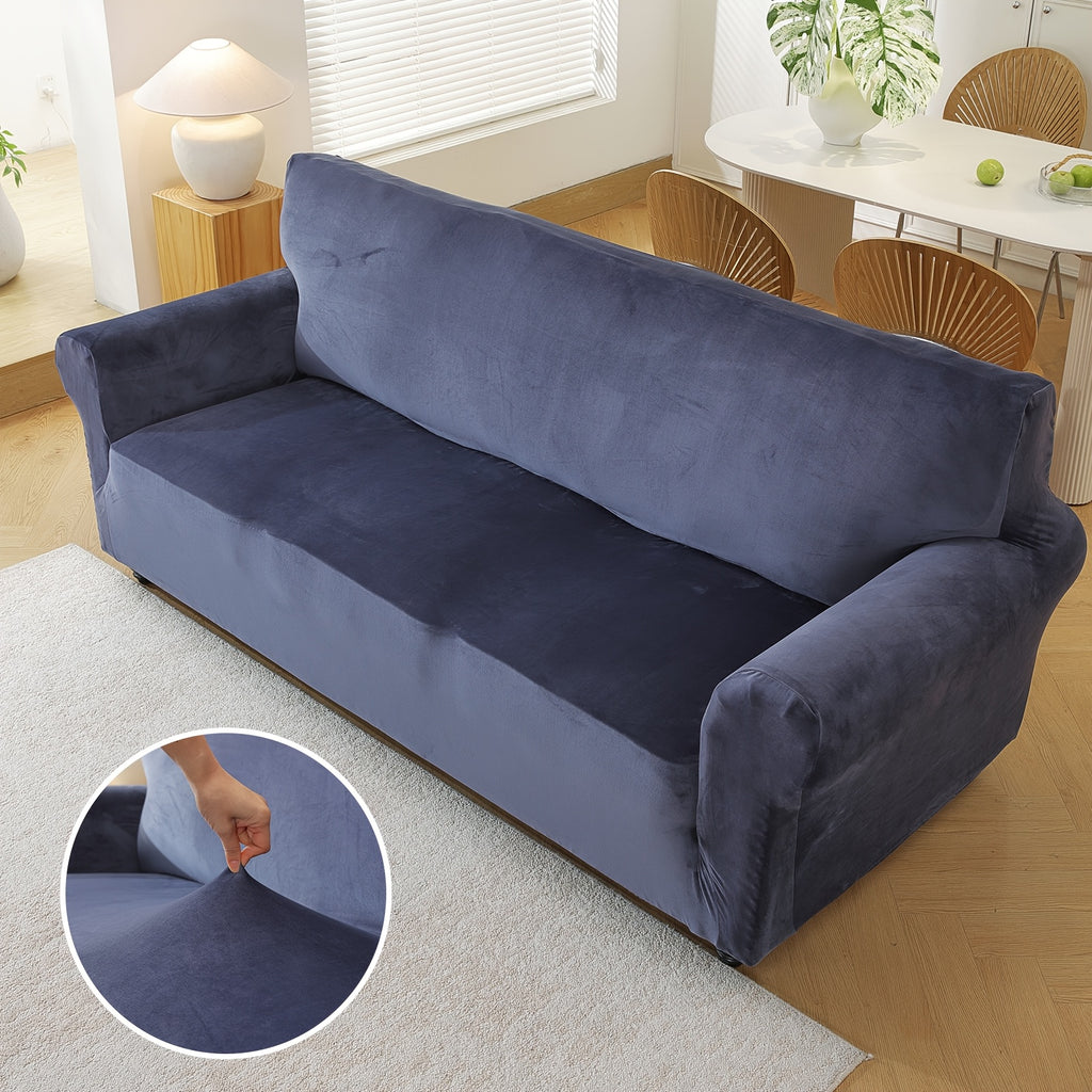 Housse de canapé extensible en velours, housse posée
