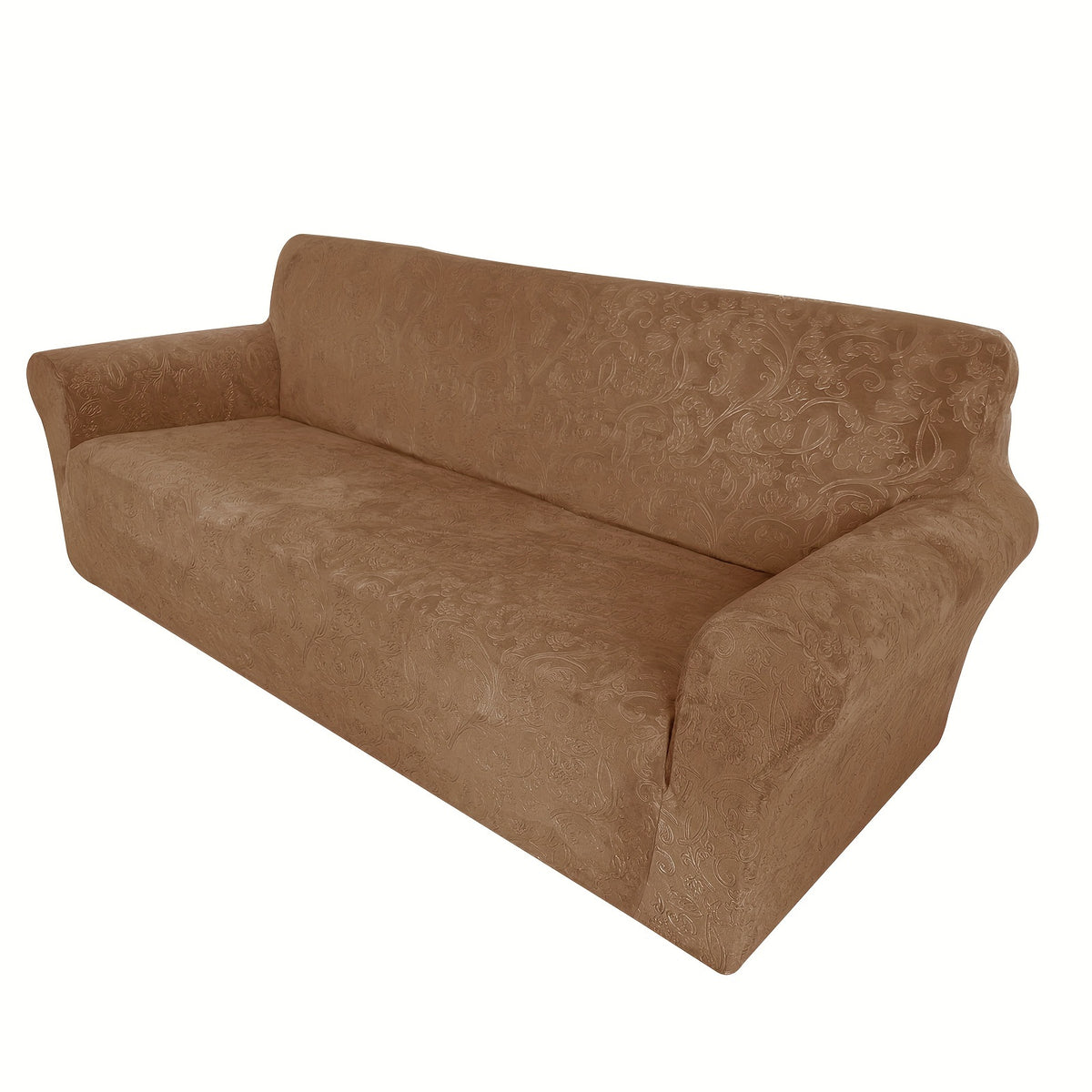 Housse de canapé extensible en velours à motif fleuri anti-griffes, visuel produit