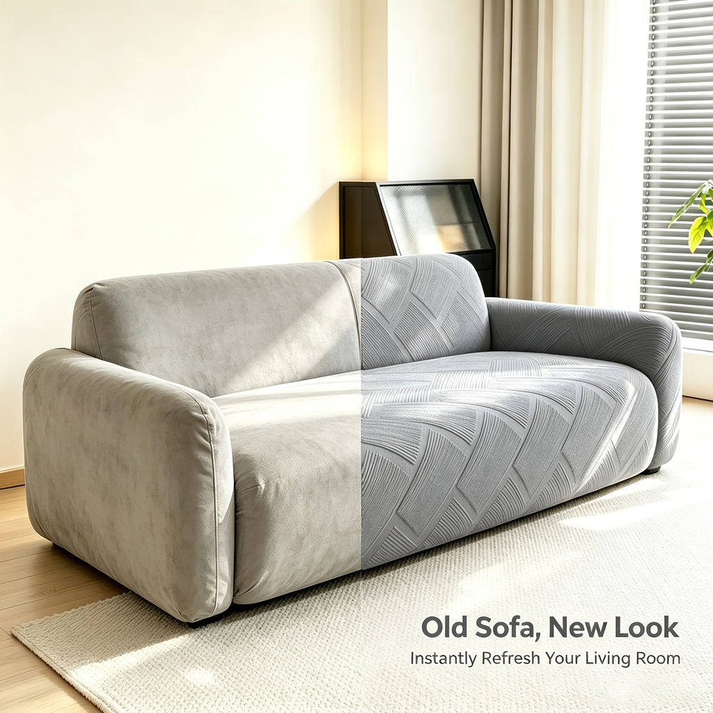 Housse de canapé extensible en polaire jacquard antidérapante, mise en situation