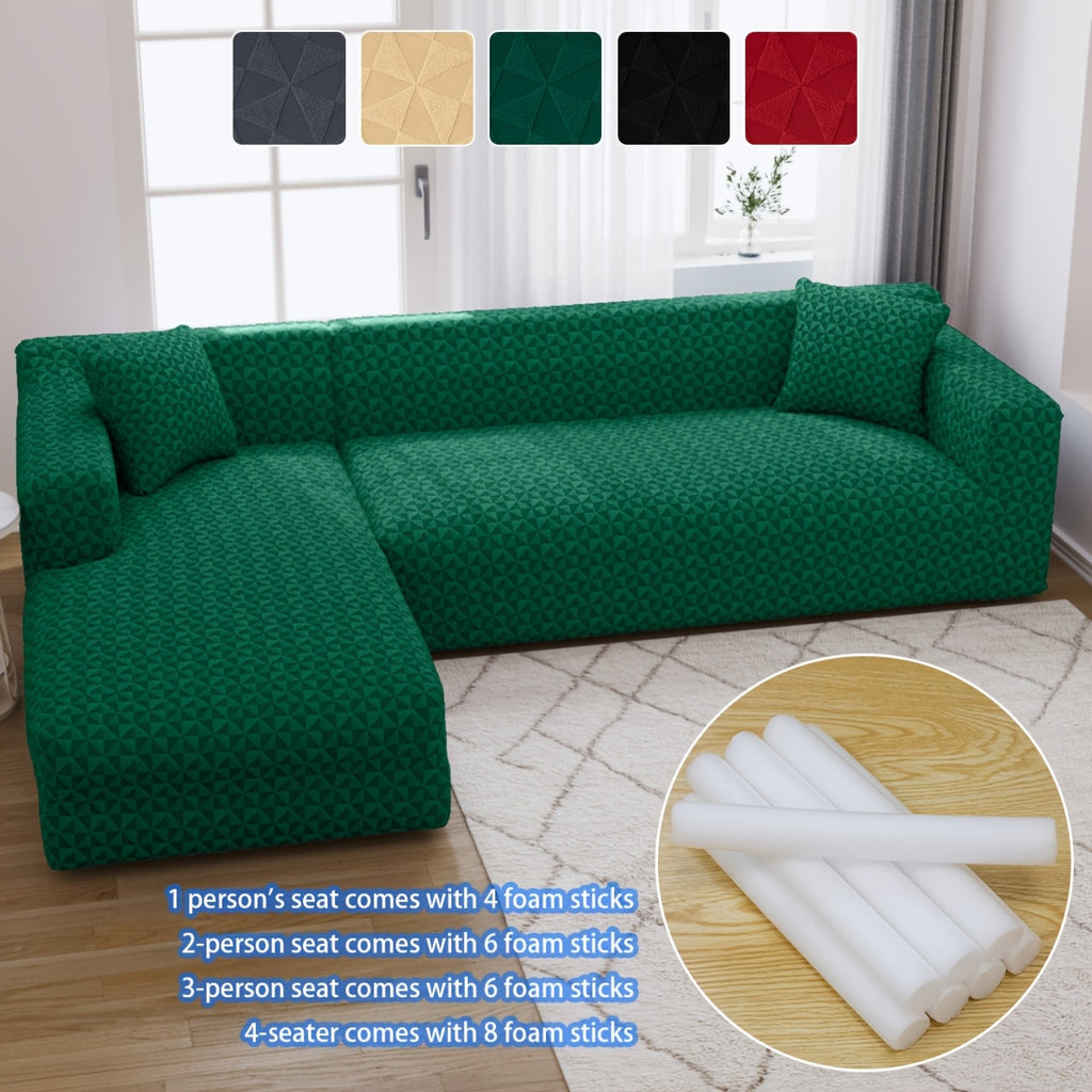 Housse de canapé épaisse extensible en polaire jacquard à housses séparées, détail de l'ourlet