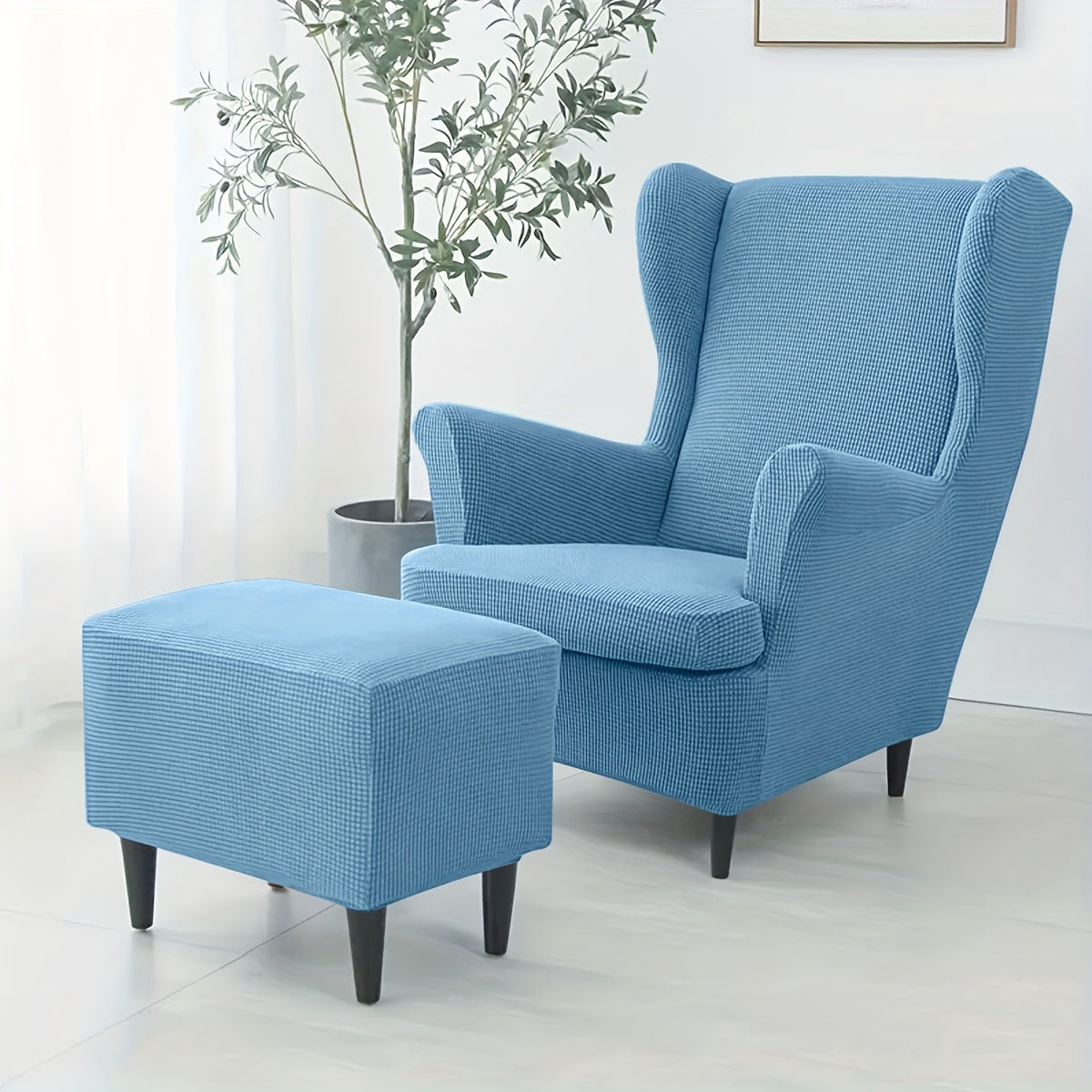 Housse de fauteuil extensible en polaire jacquard pour fauteuil, vue de dos