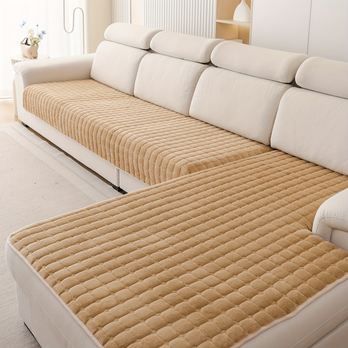 Housse de canapé matelassée d'esprit vintage, compatible canapé deux places, canapé d'angle