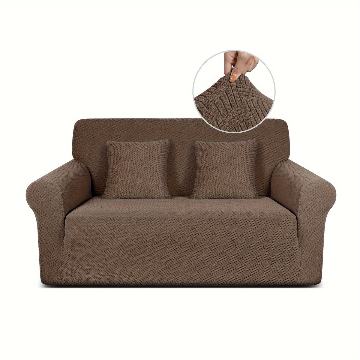Housse de canapé épaisse extensible en polaire jacquard antidérapante, visuel produit