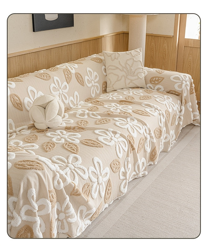 Housse de canapé en velours jacquard à rayures