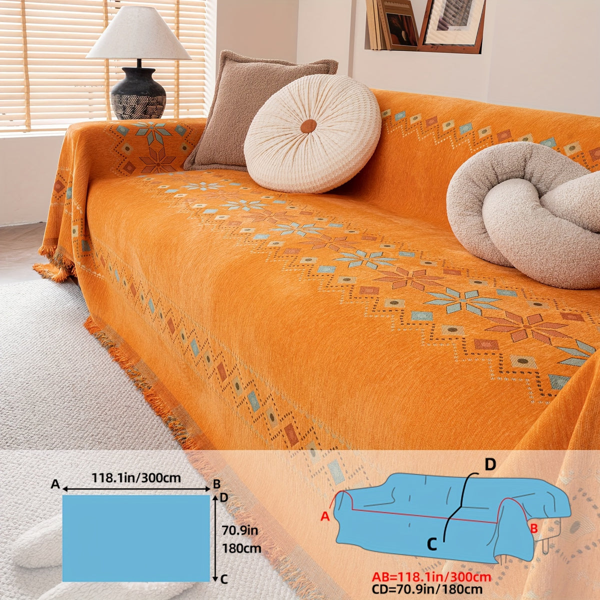Protection de canapé en chenille jacquard antidérapante, autre coloris