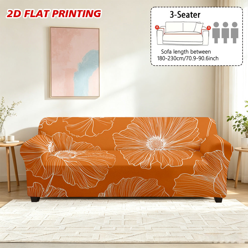 Housse de canapé en velours à motif fleuri au rendu glamour, tissu de 140 à 160 g/m²