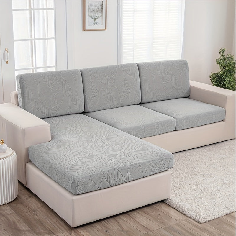 Housse de canapé extensible en polaire jacquard à motif feuillage à housses