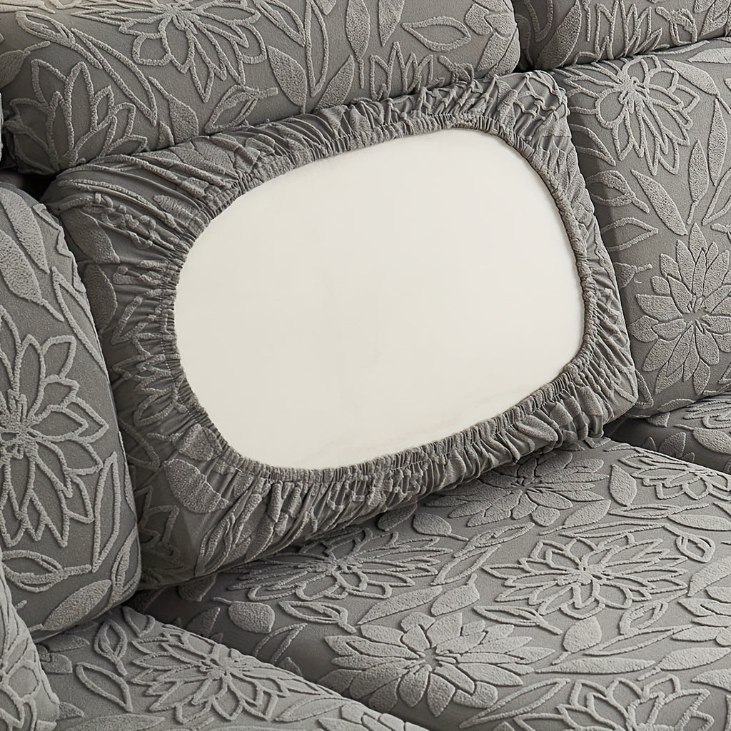 Housse de canapé extensible en polaire jacquard antidérapante, mise en situation
