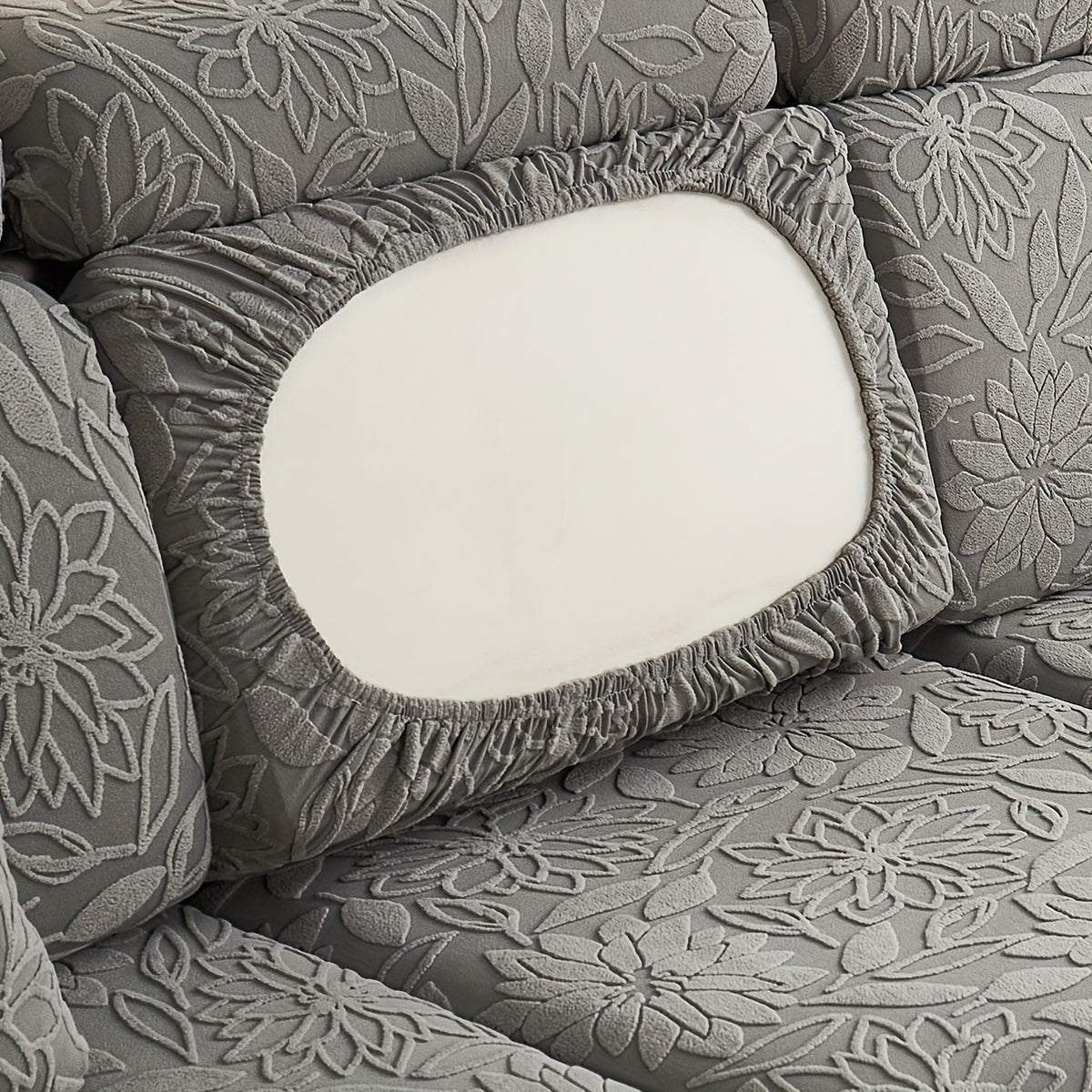 Housse de canapé extensible en polaire jacquard antidérapante, mise en situation