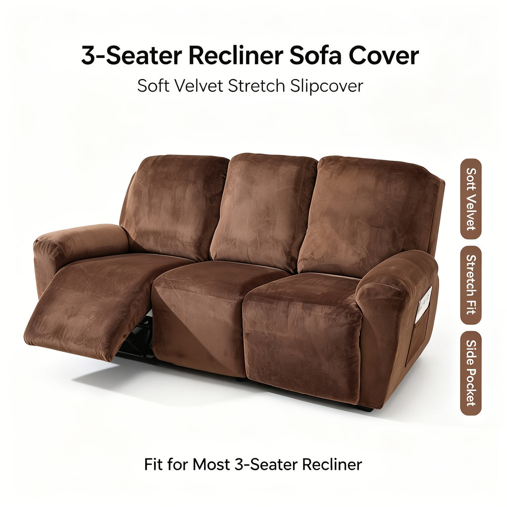 Housse de fauteuil extensible en velours antidérapante, housse posée