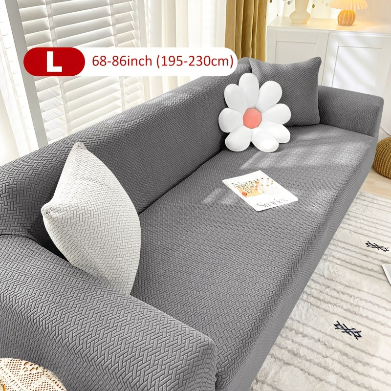 Housse de canapé extensible en velours côtelé jacquard en T, visuel produit