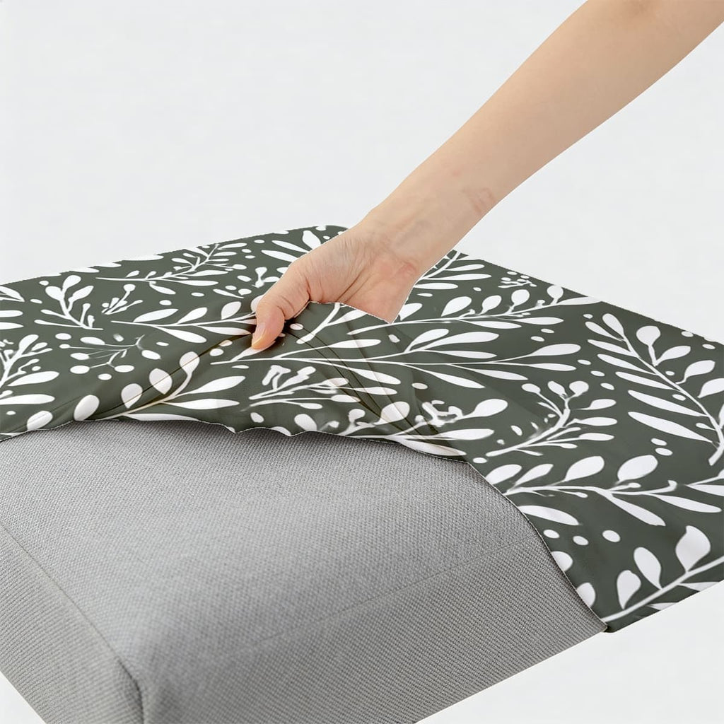 Housse de canapé en fibre de lait imprimée à motif feuillage — détail de la matière : fibre de lait