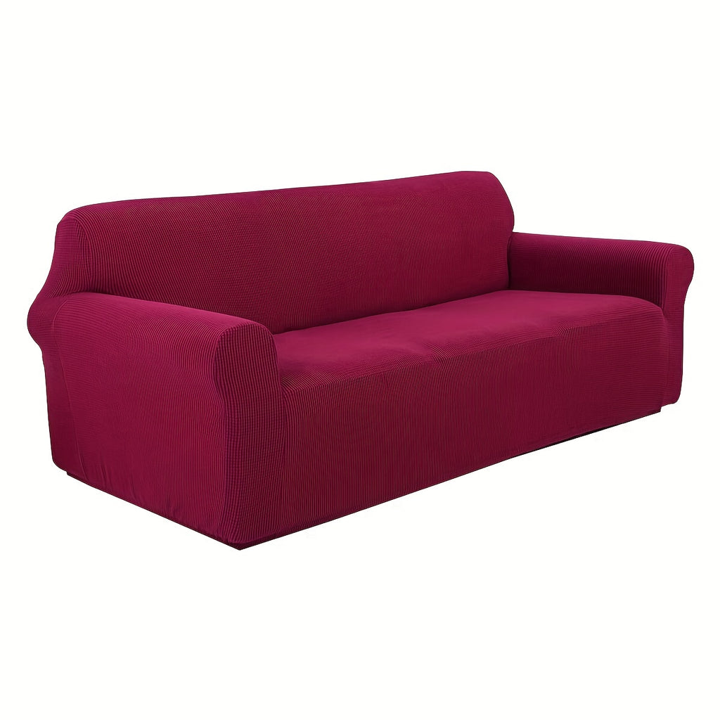 Housse de canapé épaisse extensible en polaire jacquard, détail de l'ourlet