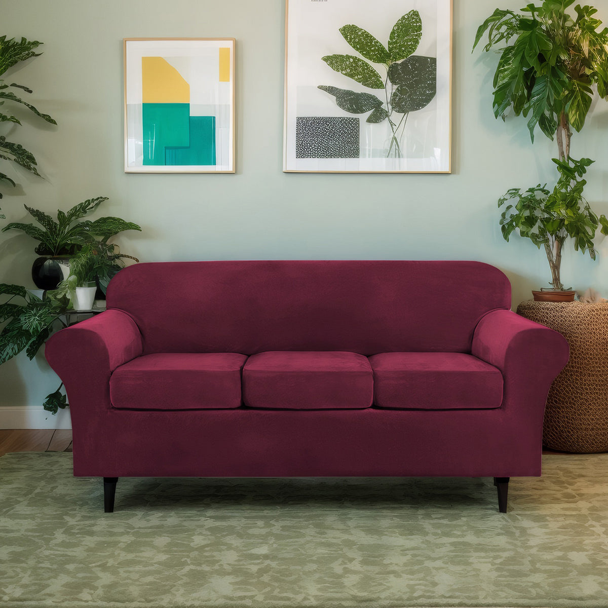Housse de canapé légère en velours d'esprit vintage, visuel produit