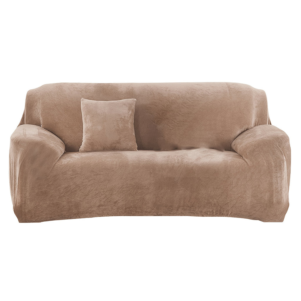 Housse de canapé épaisse extensible en peluche, gros plan sur le tissu