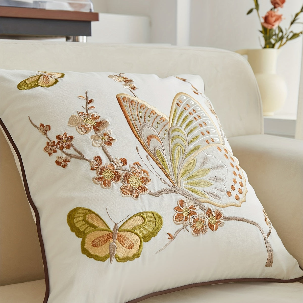 Housse de coussin d'esprit campagne, housse posée