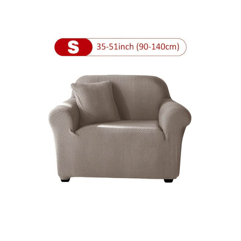 Housse de canapé extensible en velours côtelé jacquard en T, mise en situation